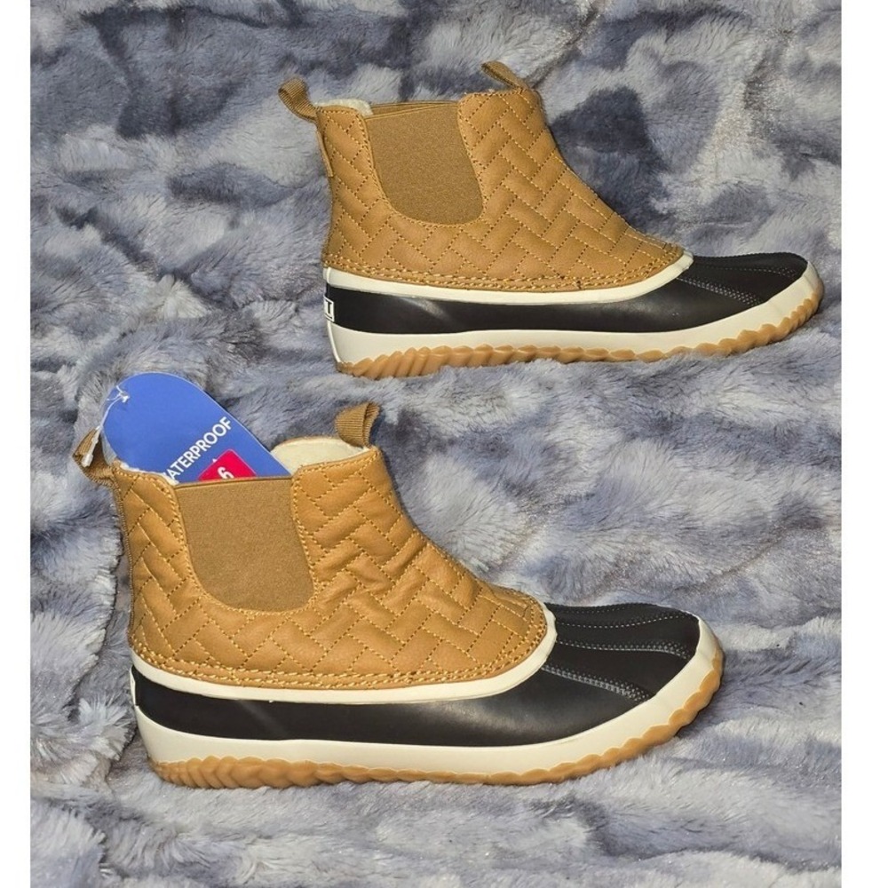 NWT JBU Jambu Paisley Ankle Booties‎ Tan Black Waterproof Duck Boot Women Size 6